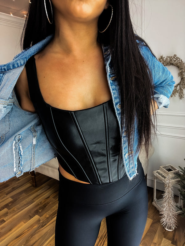 Off The Grid Leather Corset Top